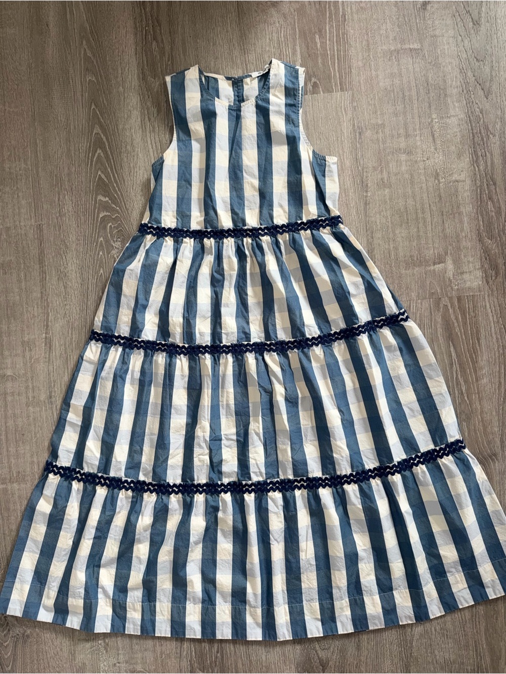 Madewell Blue and White Striped Tiered Sundress
